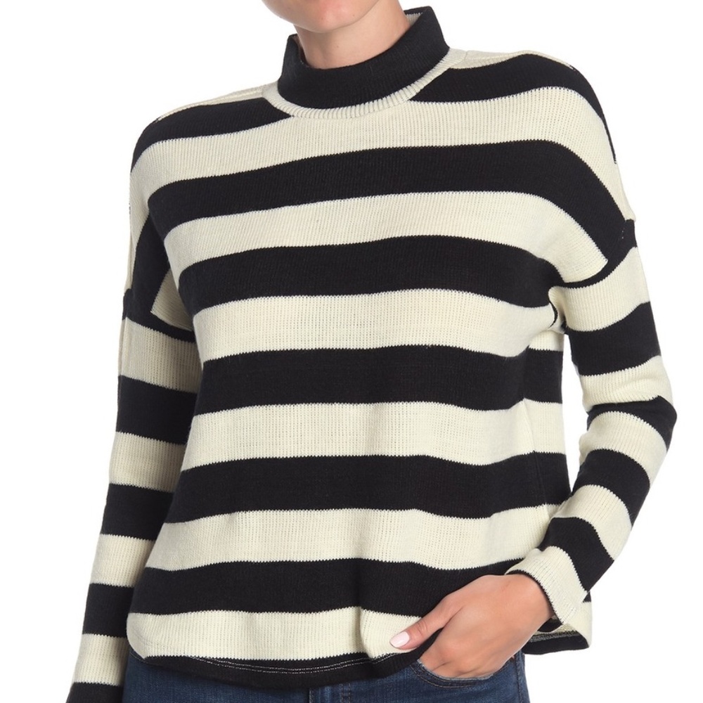 Socialite Striped Mock Neck Sweater
